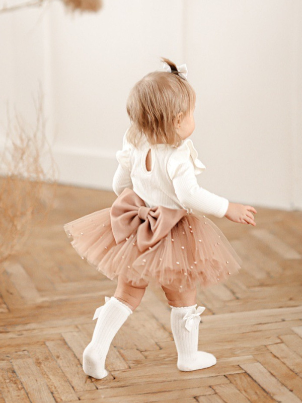 Юбка с бусинками, Бежевый