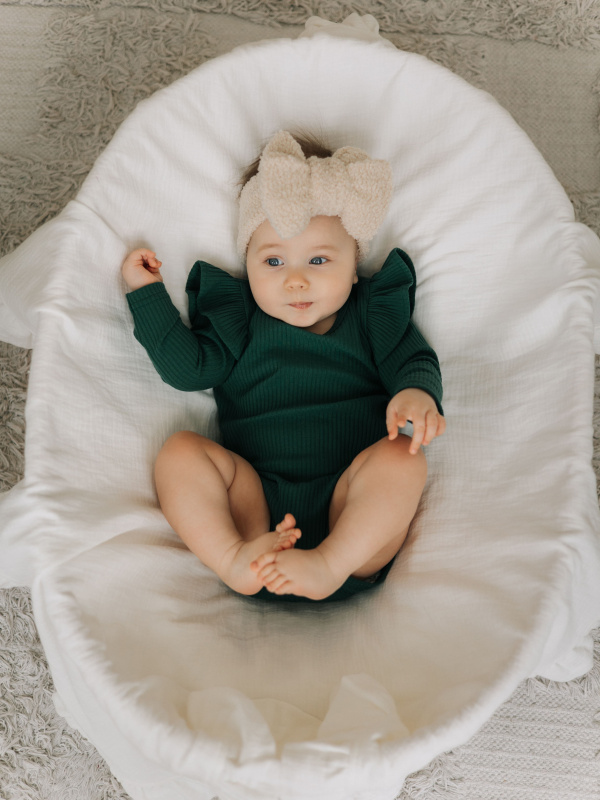 Боди лапша с длинным рукавом и крылышками, Изумрудный