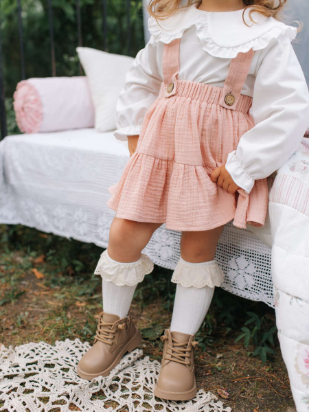 Юбка из муслина, Пудровый 