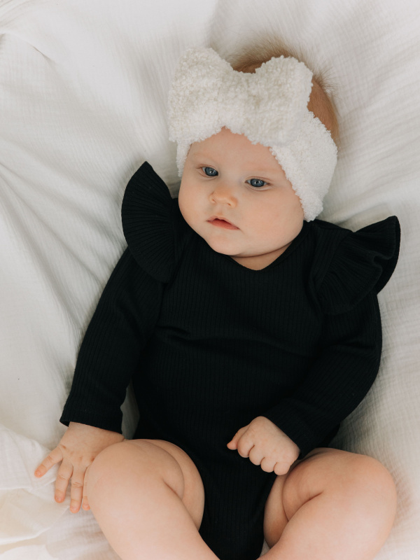 Боди лапша с длинным рукавом и крылышками, Черный