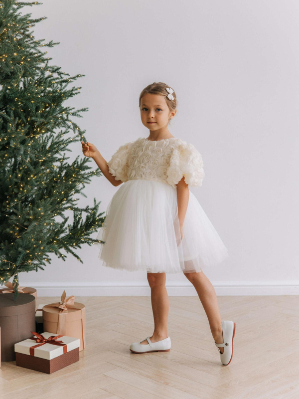 Платье "Flowers", Молоко