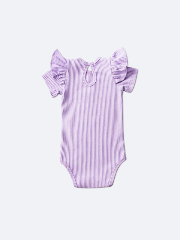 Боди лапша с коротким рукавом и крылышками, Лавандовый