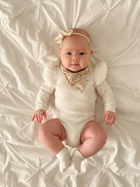 Боди лапша с длинным рукавом и крылышками, Молоко