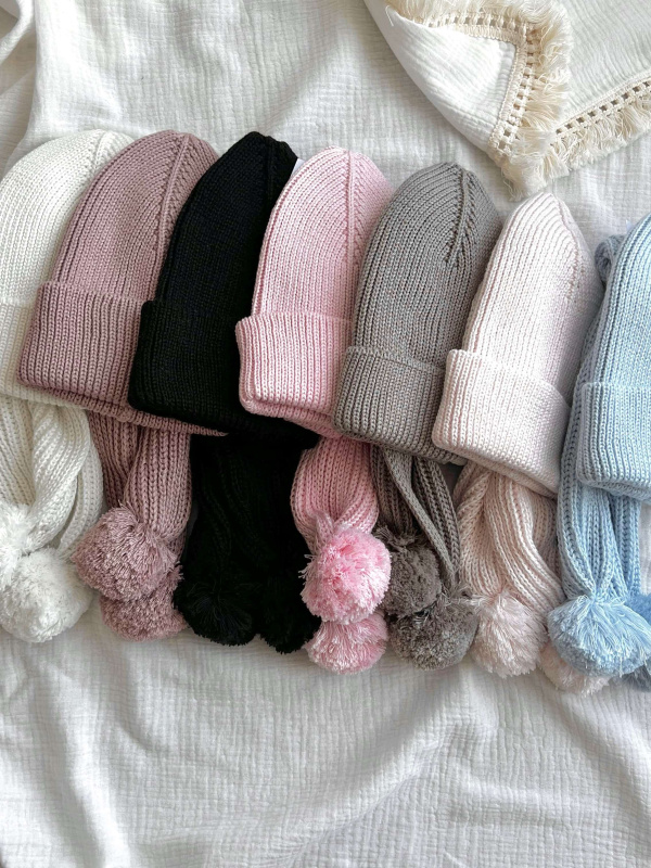 Комплект шапка и шарф, Нежно-розовый