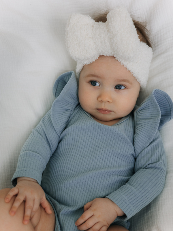 Боди лапша с длинным рукавом и крылышками, Голубой 