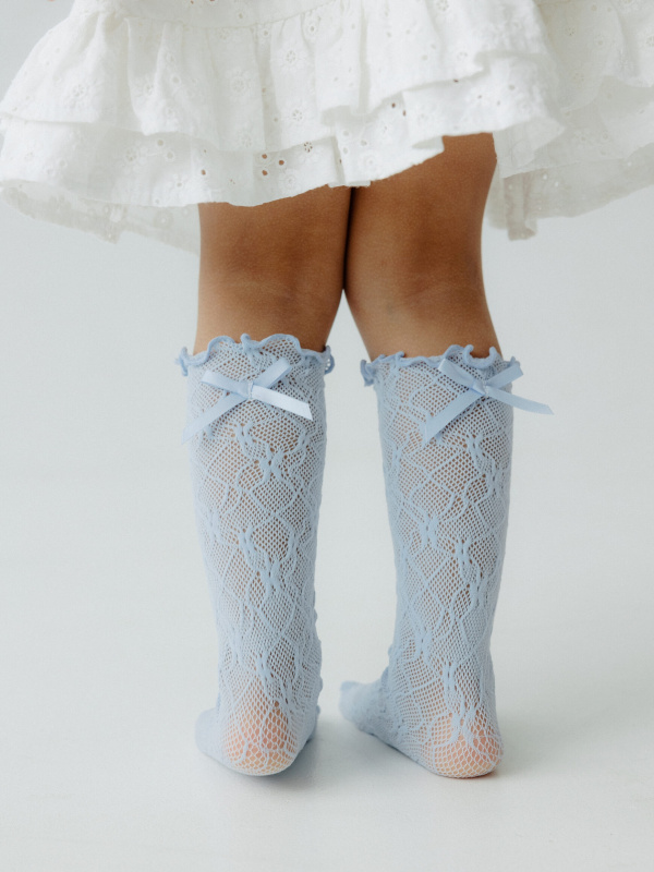 Гольфы кружевные с бантиком, Голубой