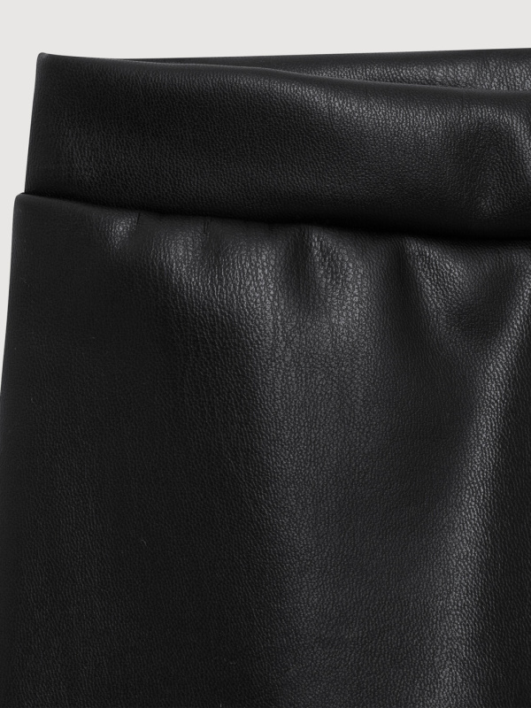 Лосины из экокожи с начесом, Черный