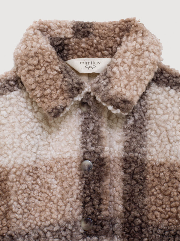 Меховая куртка в клетку, Кофе