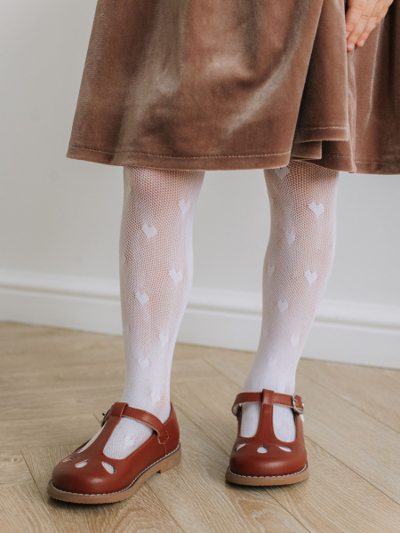 Колготки с сердечками, Белый