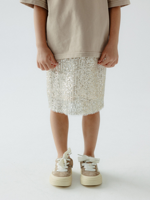 Юбка с пайетками, Бежевый 