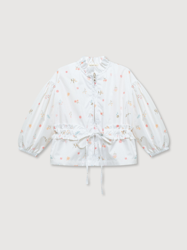 Ветровка в цветочек, Белый